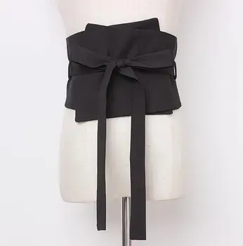 Женская взлетно-посадочная полоса, модные черные тканевые широкие пояса с бантом, женское платье, Корсеты, Пояс, Украшения для ремней, широкий пояс R1693