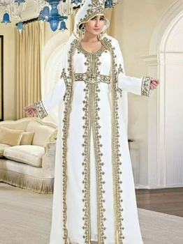 Женская Длинная Юбка Белый Жоржет Марокканское Длинное платье Фараша Индийское платье Женский Национальный костюм Мира