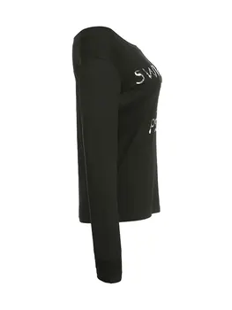Женская рубашка Y2K в готическом стиле с открытыми плечами, расшитая блестками с длинным рукавом, свободные топы в стиле панк, уличная одежда