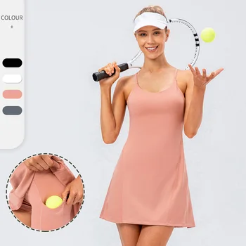 Женская Спортивная одежда, Теннисное платье, Дышащая Теннисная юбка для отдыха с Шортами, Комплект из двух предметов, Спортивная одежда для гольфа, Теннисное платье, Одежда для девочек