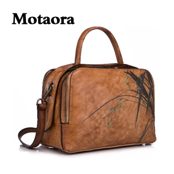 Женская сумка из натуральной кожи MOTAORA, женская винтажная сумка из воловьей кожи, женская сумка для телефона, женские сумки для макияжа, модная сумка на молнии в стиле ретро