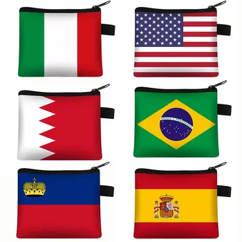 Женский Кошелек для монет с принтом Национального флага, Испания/Бразилия/Италия, денежные мешки, Саудовская Аравия, Мини-сумочка с рисунком, Милые сумки для монет, подарок