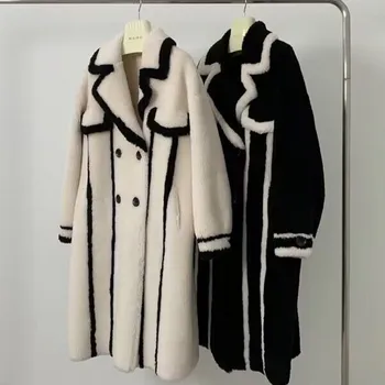 Женское Зимнее длинное теплое пальто из искусственного меха с длинным рукавом, Винтажное женское толстое пальто с медведем 2023, Повседневная Свободная верхняя одежда Оверсайз