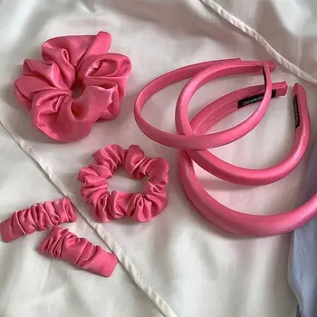 Заколка для волос, розовая повязка на голову, резинки для волос, простое розово-красное ожерелье, резинка для волос, резинка для волос для девочек