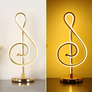 Золотая лампа для музыкальных нот для спальни, кабинета, украшения дома, спиральная настольная лампа для учебы, настольная лампа для чтения luminaria, настольная лампа
