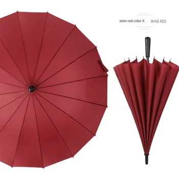 зонт для гольфа с длинной ручкой, открытый однотонный деловой автоматический зонт, подарочный рекламный зонт