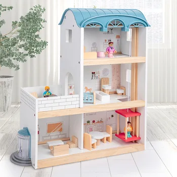 Игровой дом Лифт Деревянный Скандинавский кукольный домик с ветром игрушки Вилла принцессы Для мальчиков и девочек Детские развивающие игрушки