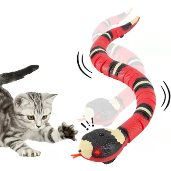 Интерактивная умная сенсорная игрушка для кошек, Змея, USB Перезаряжаемые игрушки для котенка для домашних кошек, Автоматическая Электронная Хитрая игрушка для домашних животных в виде змеи