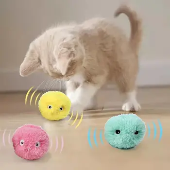 Интерактивный мяч Умные игрушки для кошек Плюшевая Электрическая игрушка для дрессировки кошачьей мяты Котенок С сенсорным звучанием Продукт для домашних животных Игрушечный мяч с писком