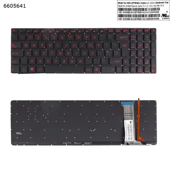 Клавиатура для ноутбука в Великобритании ASUS G551 G551J G551JK G551JM G551JW G551JX G58JM ЧЕРНАЯ С подсветкой Из фольги Без РАМКИ С красной Печатью
