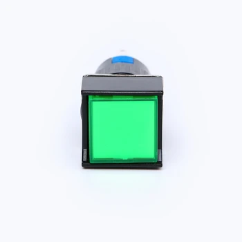 Кнопочный выключатель ELEWIND 16 мм пластиковый 5-контактный квадратный с мгновенным срабатыванием или защелкиванием (1NO1NC) с подсветкой (PB161F-11Z/G/12V)