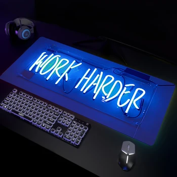 Коврик для мыши Work Harder XXL Коврик для клавиатуры Геймер Аниме Коврик для мыши Игровой Аксессуар Изготовленный На Заказ Ковер Для ПК Офисный Компьютерный стол Коврики