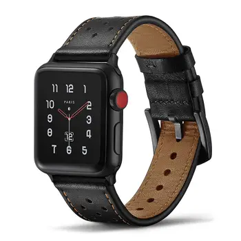 Кожаный ремешок для Apple watch band 44 мм 40 мм 45 мм 41 мм 42 мм аксессуары браслет первого слоя correa iwatch series 7 6 5 4 3 se