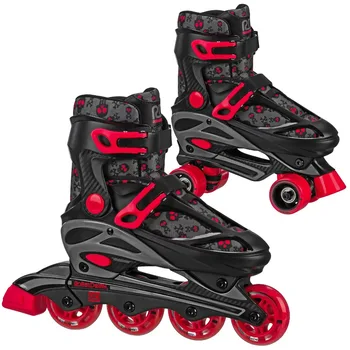 Комбинированные роликовые коньки Sprinter 2N1 для мальчиков, черные/красные, Размер 3-6, обувь для катания на роликовых коньках