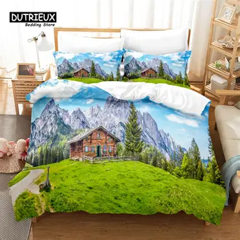 Комплект постельного белья с красивыми пейзажами, набор пододеяльников из 3 шт., мягкий удобный дышащий пододеяльник, для декора спальни, гостевой комнаты