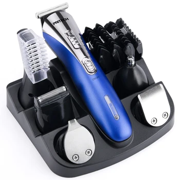 Комплект электрических машинок для стрижки волос Pritech, беспроводная многофункциональная мужская бритва, Триммер для бороды и носа, Машинка для стрижки волос, перезаряжаемая