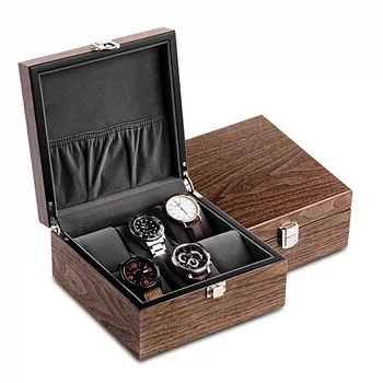 Коробка для хранения часов из орехового дерева, Деревянная Роскошная коробка для часов, Органайзер для мужчин, Коричневые механические часы, браслет, коробка для коллекции, чехол, подарок