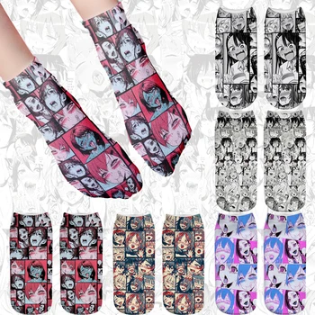 Короткие носки с рисунком из японского аниме, 3D печать, Harajukur, Модные кавайные носки с глубоким вырезом, Весенне-летние носки для унисекс