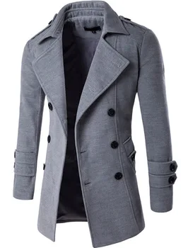Красивая осенне-зимняя куртка, мужское шерстяное пальто, Двубортный модный бренд в английском стиле, мужские куртки и пальто из шерсти и смесей