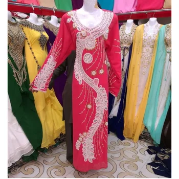 Красные Кафтаны из Дубая и Марокко, Платья Farasha Abaya, Длинные платья с цветочным рисунком, европейские и американские модные тенденции