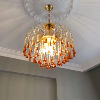 Креативная хрустальная люстра, простая люстра в виде капли воды в спальне, гостиной, ретро европейский французский светильник, роскошная лампа для столовой