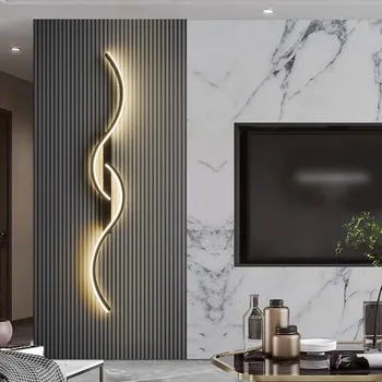 Креативный светодиодный настенный светильник с длинной полосой, роскошное бра в минималистичном стиле для ТВ-фона или прикроватной тумбочки в спальне, светильники для внутреннего освещения