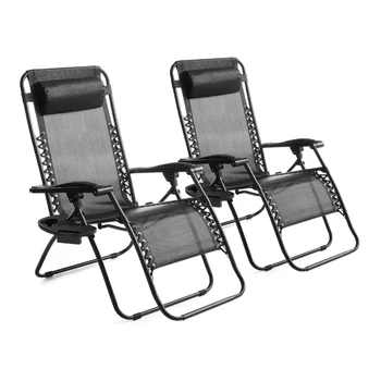 Кресло-шезлонг Mainstays с нулевой гравитацией, 2 упаковки - уличная мебель для кресла с нулевой гравитацией черного цвета