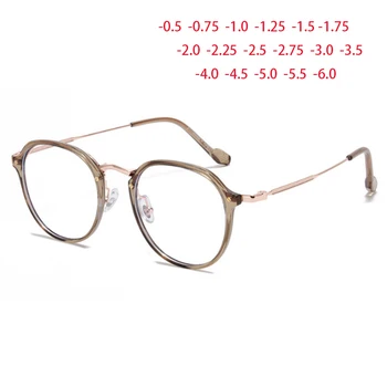 Круглые Синие Светонепроницаемые Полигональные очки для близорукости, Женские трендовые Оптические очки TR90 по рецепту от 0 -0,5 -0,75 до -6,0