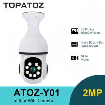 Лампа TOPATOZ E27, Камера 5G, 2,4 G, WiFi, Камера видеонаблюдения, Ночное видение, Автоматическое отслеживание, Беспроводная IP-камера, Радионяня