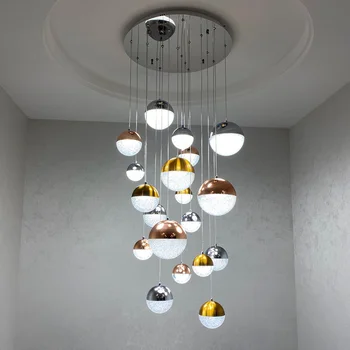 Лестничная люстра современная светодиодная купольная лампа лестничная лампа Nordic single family villa лестничная длинная люстра на чердаке может быть настроена по индивидуальному заказу