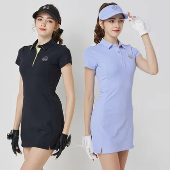 Летнее Женское платье-поло Blktee для гольфа, женские облегающие платья для гольфа с отложным воротником, Дышащая повседневная спортивная одежда для тренировок с шортами
