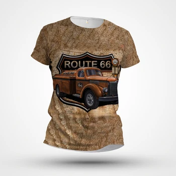 Летняя мужская футболка с 3D винтажным принтом автомобиля, Топ с коротким рукавом, Уличная футболка с рисунком 2023, Футболка размера Плюс, Мужская одежда