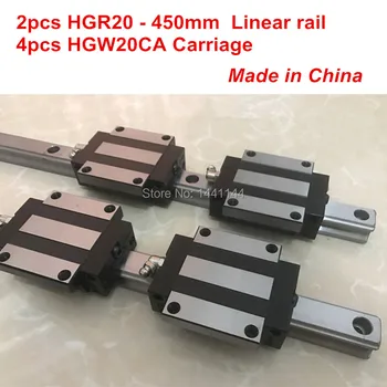Линейная направляющая HGR20: 2шт HGR20 - 450 мм + 4шт HGW20CA линейные детали для каретки с ЧПУ