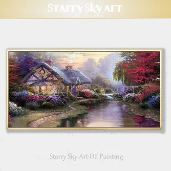 Лучший художник ручной работы, высококачественный Европейский пейзаж, Картина маслом Томаса на холсте, Роскошный настенный пейзаж маслом