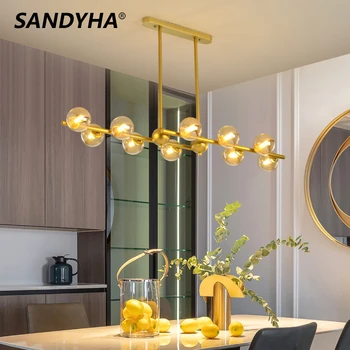 Люстры SANDYHA в Скандинавском Стиле, современный подвесной светильник со стеклянным шаром, светильник для гостиной, кухни, столовой, лофта, домашнего декора, внутреннего освещения
