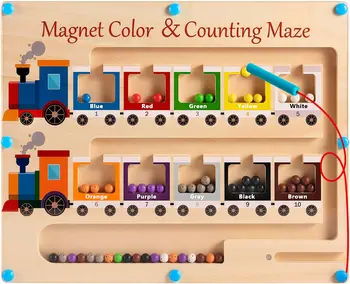 Магнитный лабиринт с цветами и цифрами, игрушки Монтессори для детей, мелкая моторика, дошкольные развивающие занятия, игрушки для путешествий для малышей