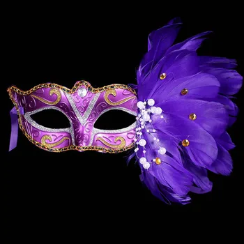 Маскарадная маска с росписью из перьев, маска для глаз, Хэллоуин, Марди Гра, Косплей, Пляжная вечеринка, Бар, Маски для лица, Элегантная принцесса, Свадебный вечер