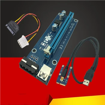 Мини-карта PCIE Riser Card PCI-E PCI Express от 1x до 16x USB 3.0 Кабель от SATA до 4Pin IDE Molex Источник питания для майнинга биткойн-майнера