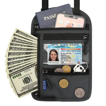 Многофункциональная сумка для паспорта через шею, RFID-карта, сумка для хранения сертификатов на зарубежные билеты через одно плечо