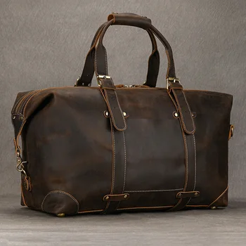 Модная Кожаная дорожная сумка для мужчин, мужская спортивная сумка, большая вместительная сумка для выходных, сумка для багажа длиной 50 см, Деловая ручная сумка