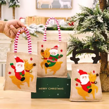 Модная Креативная Фетровая сумка-тоут со Снеговиком, Милая Нейлоновая сумка для конфет, Сумка в Рождественском стиле, Мультяшная Корзина для хранения, Женская сумка