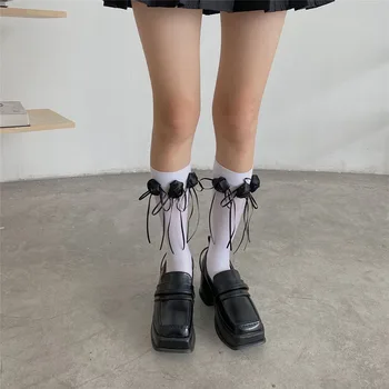 Модные женские дышащие носки для телят с цветочным принтом - удобные эластичные аксессуары для ходьбы