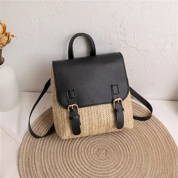 Модные соломенные сумки для отдыха, женская мини-сумочка в стиле ретро, Женская дизайнерская сумка, высококачественный маленький рюкзак из ротанга
