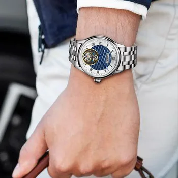 Модные часы Jinlery с Турбийоном Для мужчин, механические наручные часы с ручным заводом, Мужские часы, Светящиеся часы с маховиком Relogio Masculino