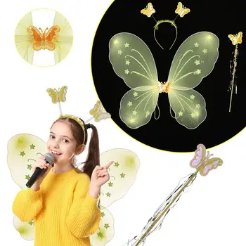 Модный наряд для девочек, Праздничный декор, Нарядное платье, Волшебная палочка, Обруч для волос Принцессы, Крылья бабочки