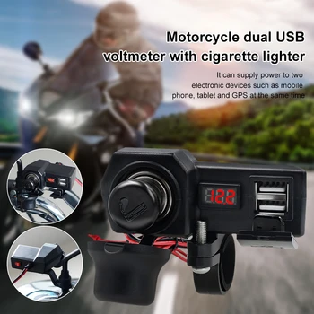 Мотоциклетное USB зарядное устройство 3.4A Dual USB 10-24 В Водонепроницаемое с вольтметром, переключатель включения/выключения прикуривателя для мотоцикла Ebike