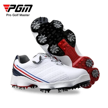 Мужская обувь для гольфа PGM С удобной ручкой и пряжкой для гольфа, водонепроницаемые кроссовки на широкой подошве, нескользящие шипы