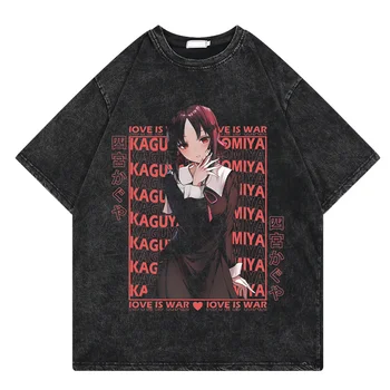 Мужская футболка Kaguya Love is War, уличная одежда из японского аниме, Выстиранная футболка, мужская японская одежда из аниме harajuku