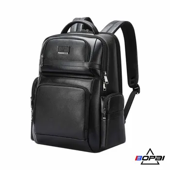 Мужской Кожаный рюкзак BOPAI, 16-дюймовые сумки для ноутбуков, Деловые Рюкзаки с USB-зарядкой, Дорожная сумка Большой емкости