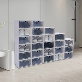 набор коробок для обуви из 24 предметов, складной пластиковый прозрачный органайзер для дома, стеллаж для хранения